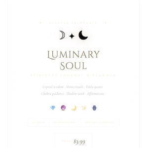 Spiritual Journal Printable | Crystal, Moon, Chakra, Shadow Work, Affirmations (Digital Download)