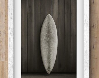 Surfboard Wall Art – Minimalist Black & White Print