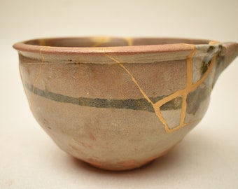 Karatsu bowl 6590A, real gold, kintsugi repair