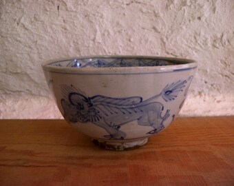 Antique bowl 2348 blue and white