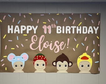 Hand-Painted  Sonny Angel  Birthday Banner, 5 ft x 3 ft