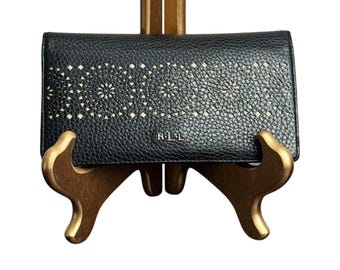 Vintage Ralph Lauren Black Leather Wallet - Perforated Design