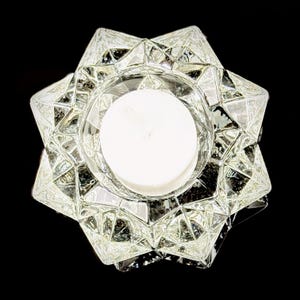 Avon Clear Glass Candle Holder Matching Set of Two