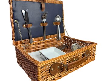 Vintage Travel Wicker Picnic Basket Set Home Decor & More