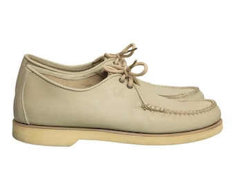 Mens Vintage Designer Sperry Captain's Casual Lace-Up Oxford Loafers -Cream -EUC