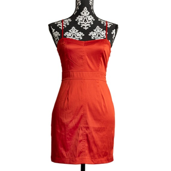 forever 21 birthday dresses Women's Y2k Red/orange Satin Sweetheart Party Date Bodycon Mini Dress - S Light Blue Wedding Dress XD4061 Women's size:24