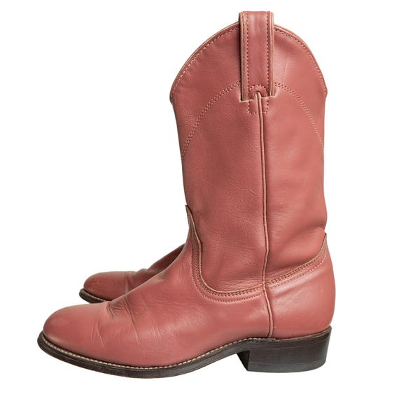 Wrangler, Rare Vintage Americana Dusty Rose Wrangler Leather Cowgirl boots Made in USA - 8
