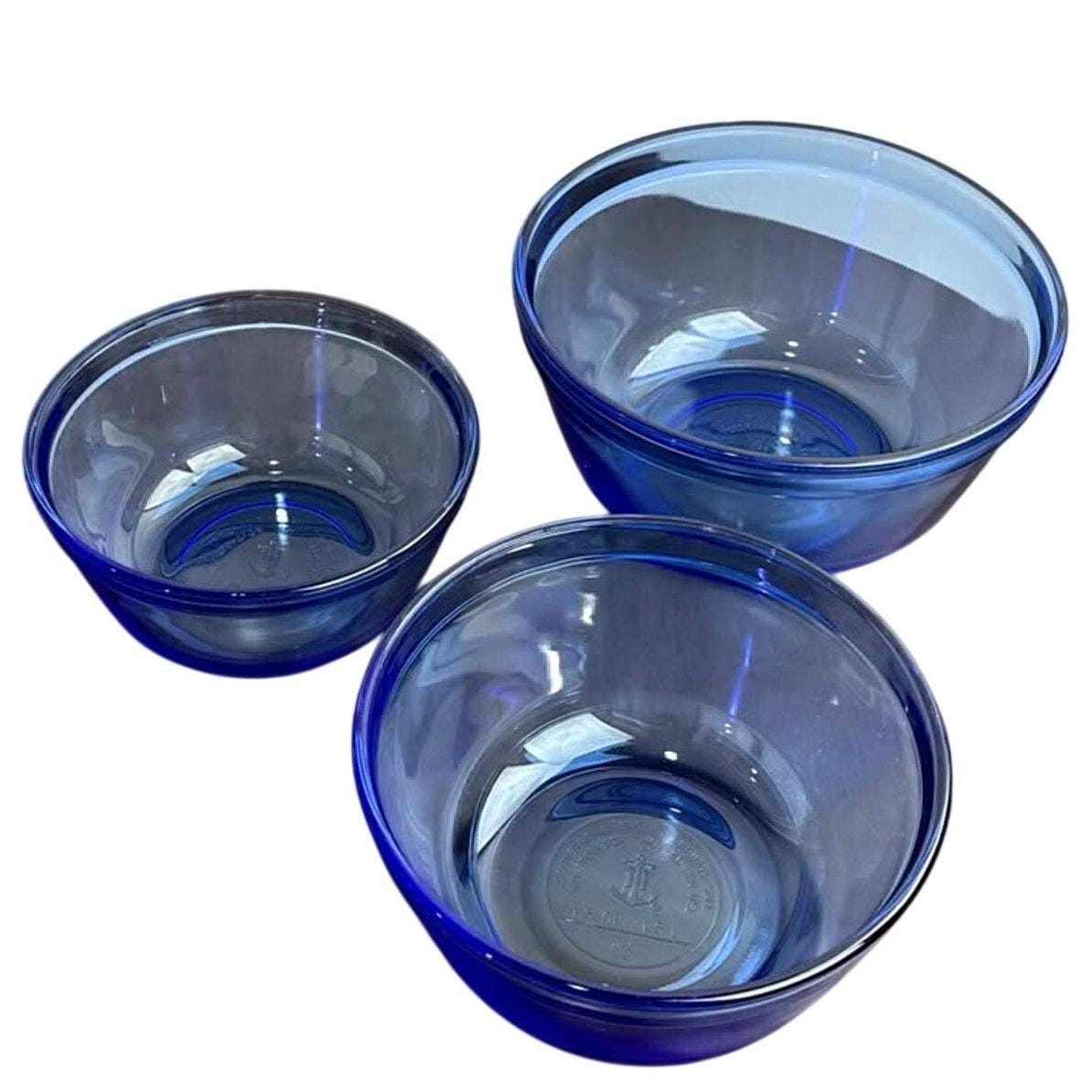 Anchor Hocking Cobalt Blue Mixing Bowls - Etsy