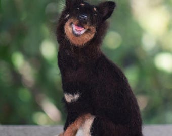 Custom Needle Felted Dog Sculpture, Pet Memorial Replica