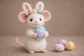 Easter Felt Mouse Doll, Handmade Needle Felted Mouse with Bunny Ears, Spring Easter Decor, Cute Animal Figurine, Easter Gift