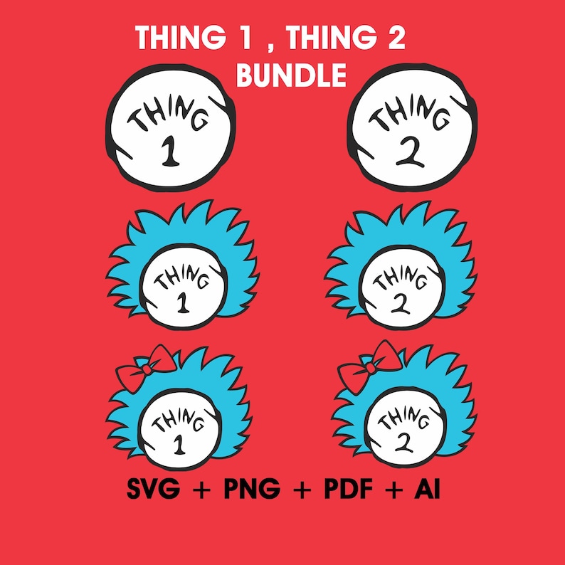 Thing 2 Pattern Thing 1 & Thing 2 SVG, Thing 1 Thing 2 PNG, Thing1 Thing2 SVG Bundle ...