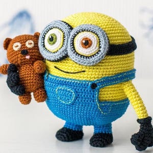 Minion Bob and Bear Tim Digital Download, Printable Despicable Me Art, Cute Minions Gift, Instant PDF, Kids Room Decor, Cartoon Collectible