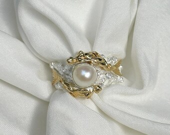 Mermaid Pearl Sterling Silver Mermaid Ring Handmade Ocean Jewelry
