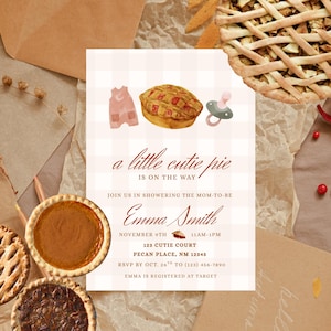 Little Cutie Pie Baby Shower Invitation: Fall Theme (Digital Download, Editable Template)