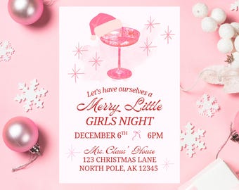 Christmas Girls Night Invite | Holiday Girls Party Printable | Editable Template