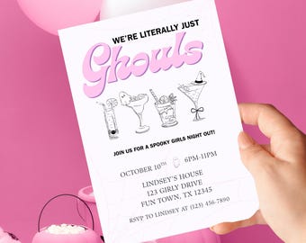 Ghouls Night Out Invitation | Spooky Girls Night, Pink & Purple (Digital Template)