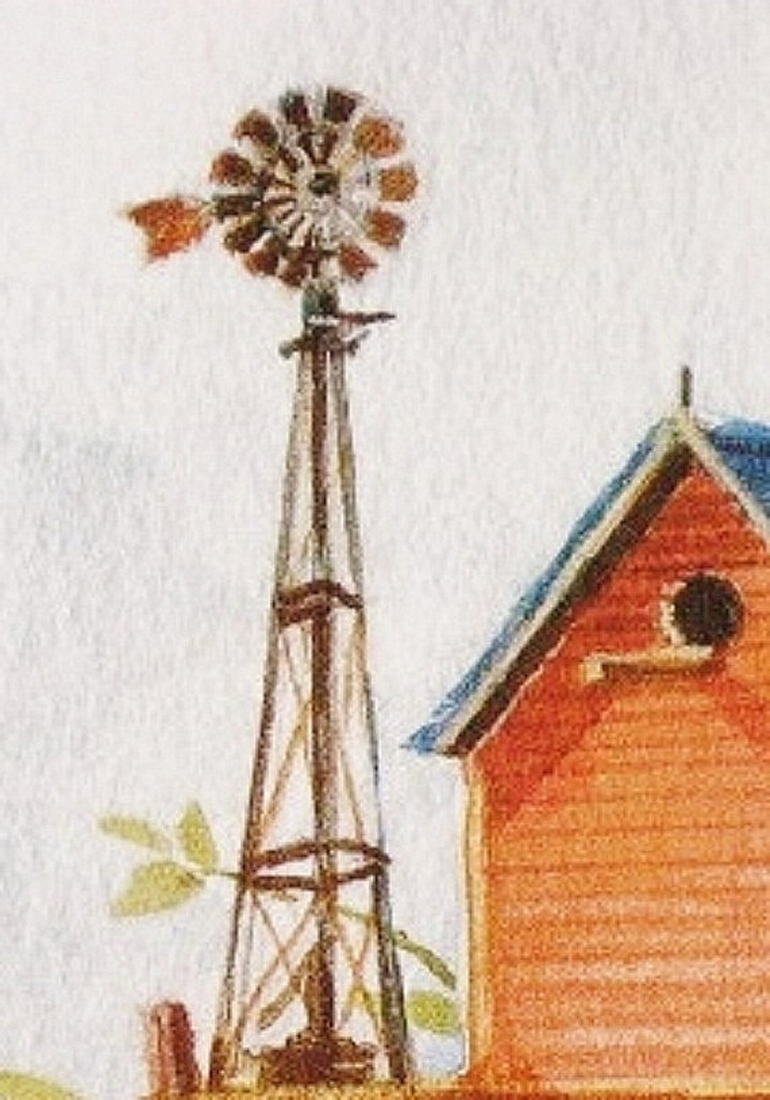 Bird House Wall Decor Barn Windmill Art Watercolor Print | Etsy