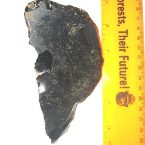1F -Authentic native American obsidian stone tool LG 5"h x 2.5"L x 2"w