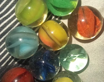 Vintage marbles peltier, CAC, akro agate, Heaton lot of 9