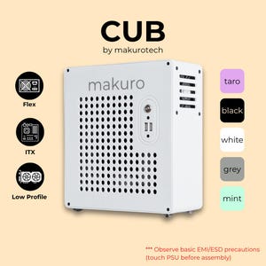 Ultra Portable 5.3L ITX Case / Casing @ makurotech CUB | Swappable Front Panel | Usb A or C | 3x 2.5&quot; Slot | VESA Mount