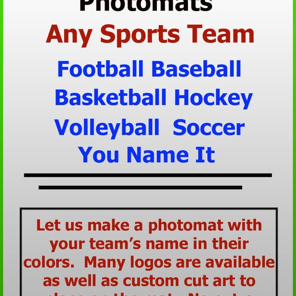 Personalized Sports Teams Name Frame Sign Photo Mat