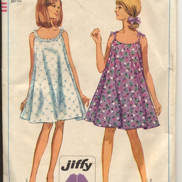 Simplicity 7141 Simple To Sew Misses Jiffy Tent Dress Nightgown 1960s Womens Vintage Sewing Pattern Bust 31 to 32