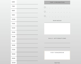 Daily Productivity and Goal Planner - Printable PDF | Undated | Time Blocking, Habit Tracker, Weekly and Monthly Pages | Instant Download