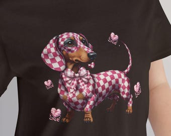 Grafisch T-shirt geruit teckel - Leuk hondenliefhebbercadeau, valentijnscadeau