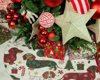 Falda navideña festiva de perro salchicha: decoración navideña para perros