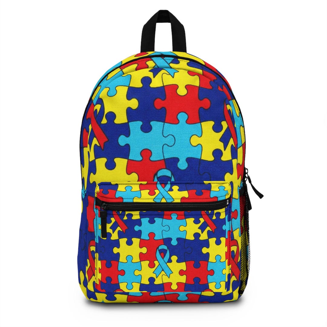 Autism Puzzle Pieces Backpack | Colorful Awareness Pattern - Etsy