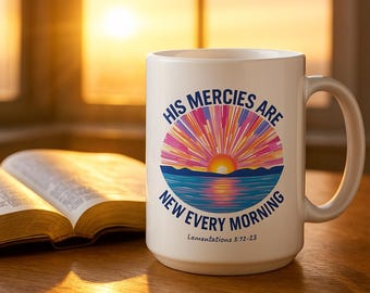 Tazza con versetto biblico "Alba": le sue misericordie si rinnovano ogni mattina, regalo cristiano