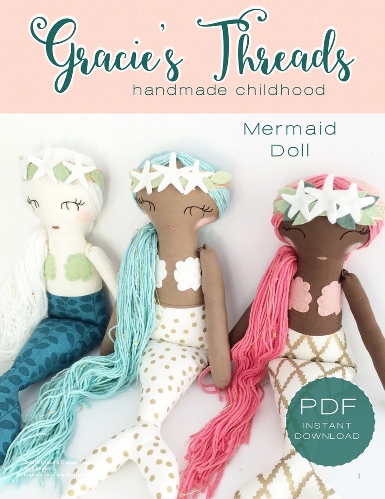 Mermaid Doll PDF Sewing Pattern Cloth Doll Photo Tutorial | Etsy