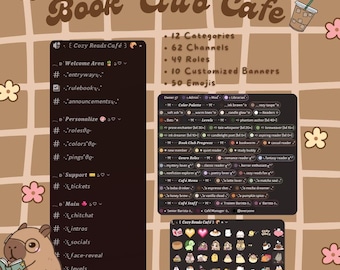 Szablon Discorda Book Club Cafe | Przyjazna konfiguracja serwera dla czytelników i pisarzy