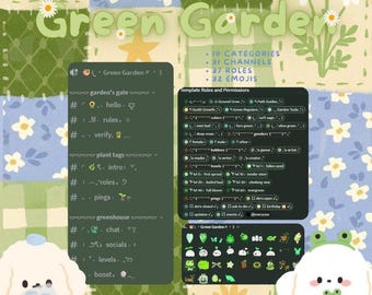 Szablon Discorda Green Garden | Przytulny serwer Nature z rolami, kanałami i emotikonami