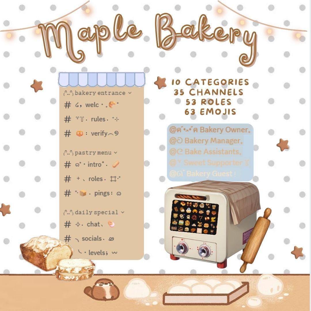 Maple Bakery Discord Server Template | Pre-made Roles, Channels ...