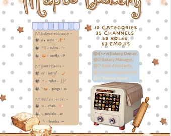 Maple Bakery Discord Server Template | Pre-Made Roles, Channels & Emojis