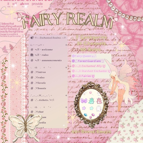 Fairy Aesthetic Discord Server Template | Pastel Cozy Community with Roles, Channels & Emojis