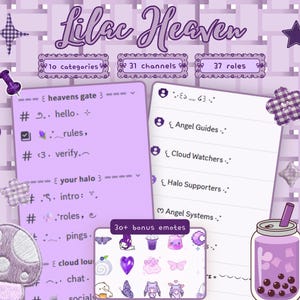 Discord Lilac Heaven Server Template | Purple Dreamcore Angel Aesthetic with Roles, Channels & Emojis