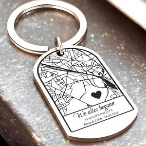Personalized Map Keychain – Engraved Coordinates, Anniversary and Valentine’s Gift, Mother's Day