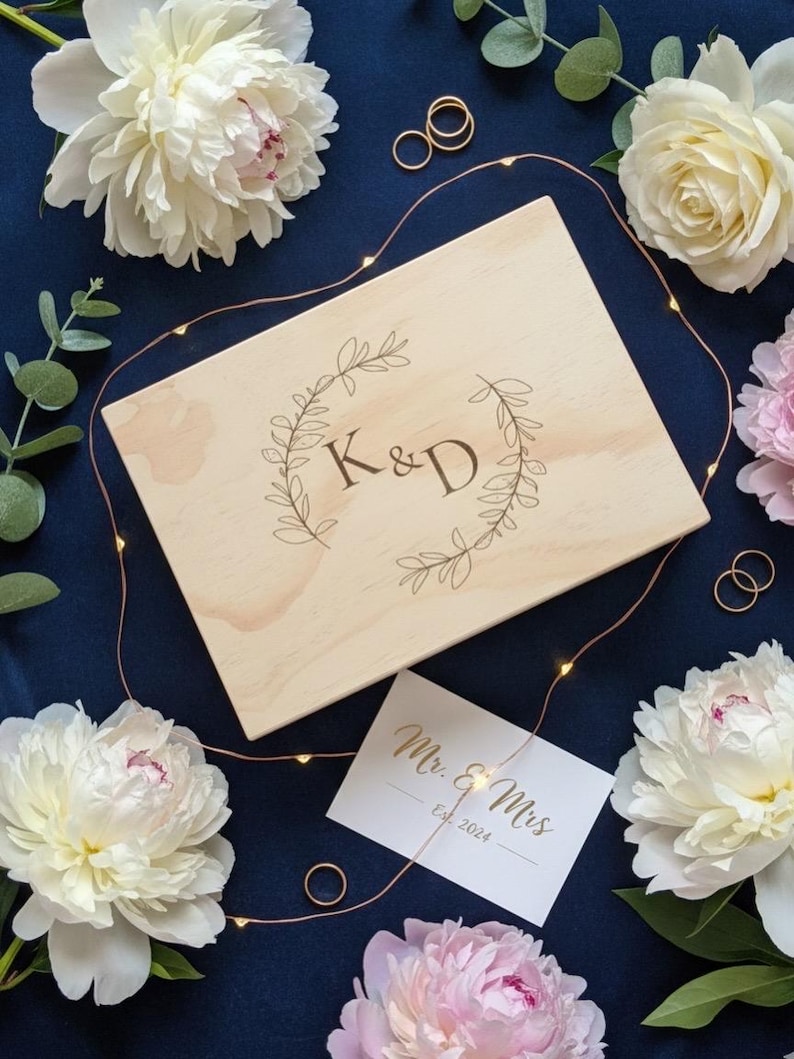 Custom Wooden Wedding Keepsake Box | Engraved Memory Box | Personalized ...