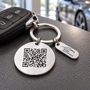 Anpassad QR-kodnyckelring, nyckelring med företagslogotyp, personlig nyckelring i rostfritt stål, present till mäklare