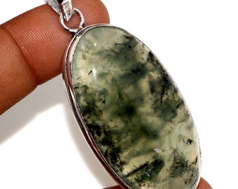 Very Beautiful Epidote Quartz Necklace, 925 Silver Overlay, Rutilated Quartz