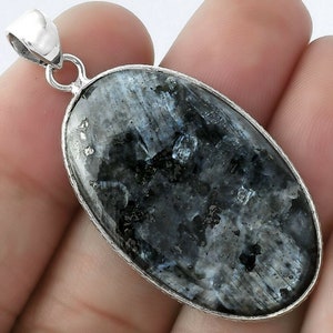 Black moonstone Larvikite necklace horse head pendant crystal healing spiritual 