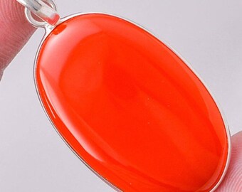 Sale, Very Beautiful Oval Carnelian Necklace, 925 Silver with Organza Cord or 925 Silver Chain