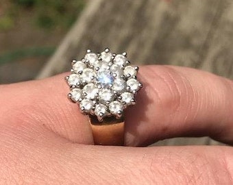 14 k White and Yellow Gold with Diamonds, Engagement Ring, Size 7.5