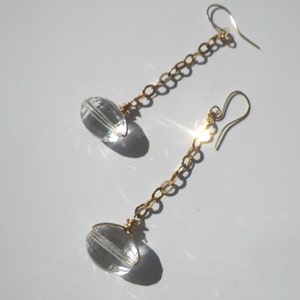 Sale, Beautiful White Topaz Gold Filled Dangle Earrings, One of a Kind