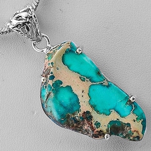 Sale, Sea Sediment Jasper Necklace, One of a Kind, 925 Silver, Organza Cord or 18&quot; 925 Silver Chain