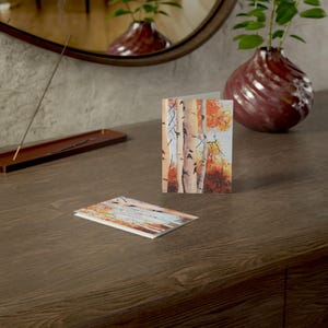Fall Aspen Tree Watercolor Greeting Cards | Hand-Painted Autumn Note Cards | Original Artwork Print | Seasonal Stationery
