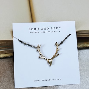Artemis Necklace | Lord and Lady | Gift Box, Bridesmaid Gifts, Brass and Gold Deer Necklaces, Vintage Inspired
