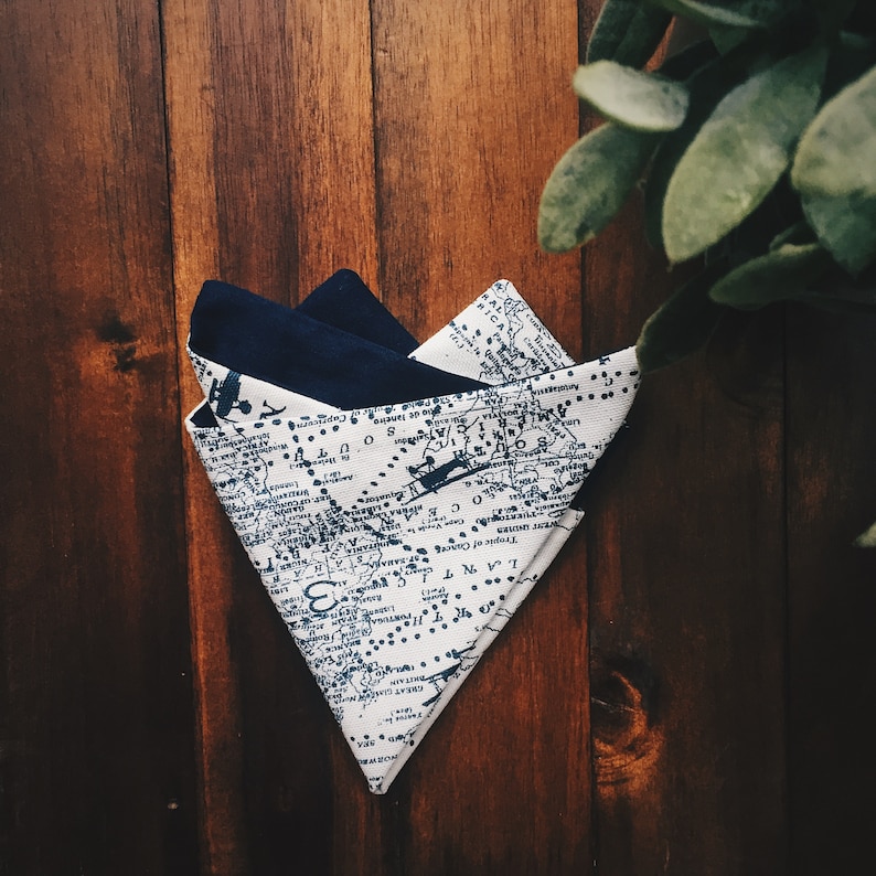 Pocket Square || Explorer || Lord and Lady|| Sustainable Design Groomsmen Gifts for Him Casual Pocket Square Cotton Pocket Squares